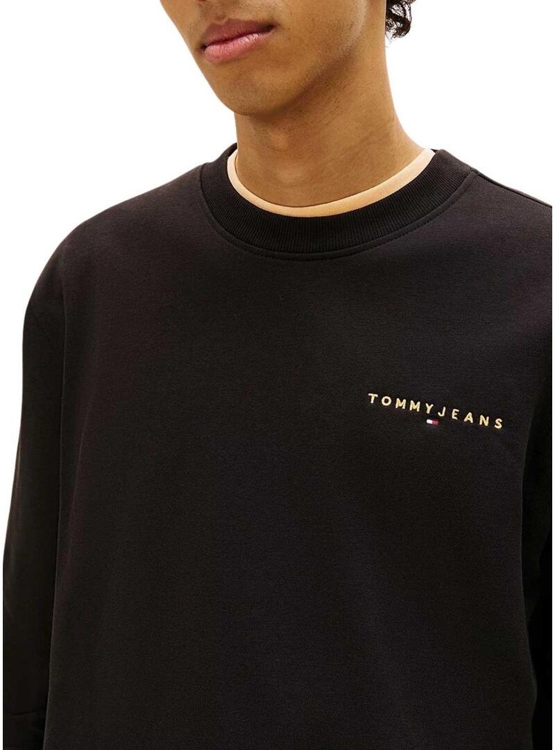 Felpa Tommy Jeans Linear Chest nera per uomo