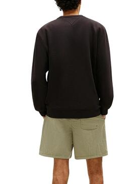 Felpa Tommy Jeans Linear Chest nera per uomo