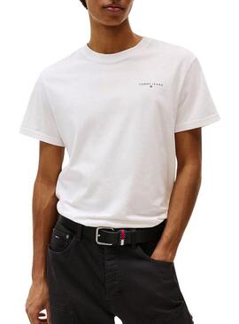 Maglietta Tommy Jeans Linear Chest bianca per uomo