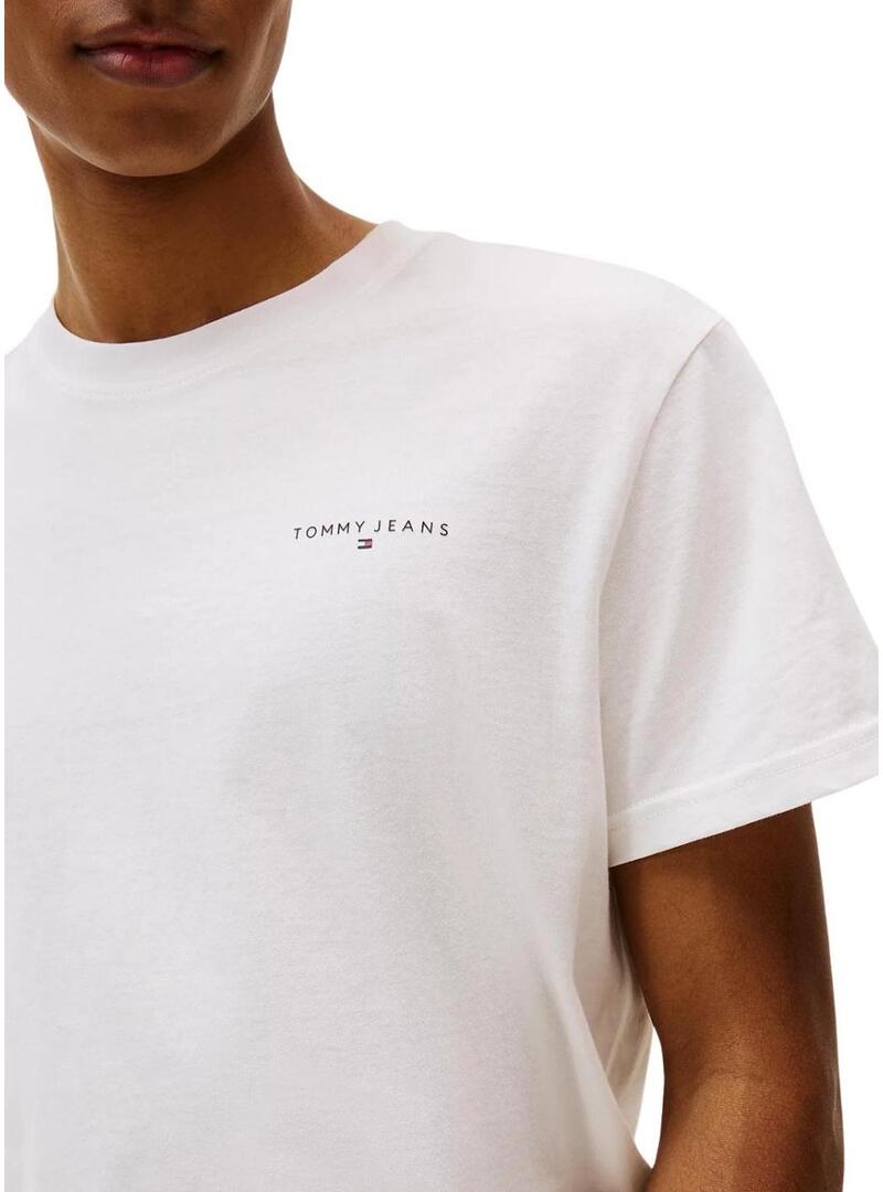 Maglietta Tommy Jeans Linear Chest bianca per uomo