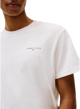 Maglietta Tommy Jeans Linear Chest bianca per uomo