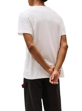 Maglietta Tommy Jeans Linear Chest bianca per uomo