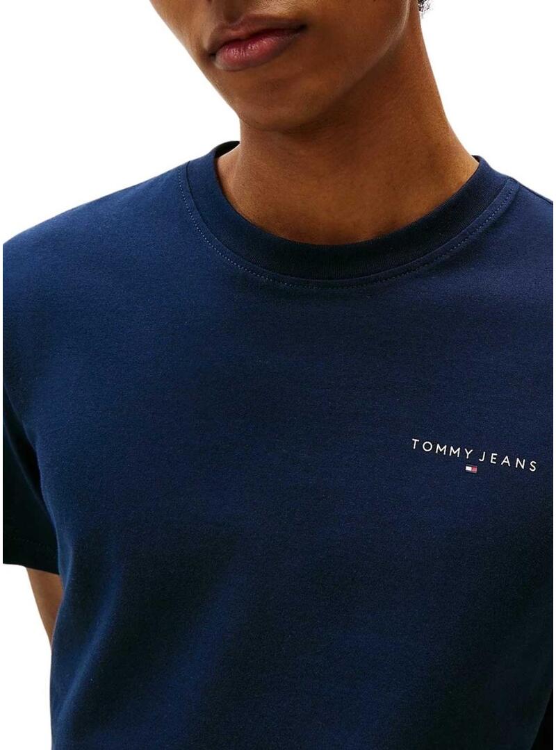 Maglietta Tommy Jeans Linear Chest blu scuro per uomo