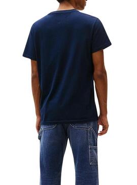 Maglietta Tommy Jeans Linear Chest blu scuro per uomo