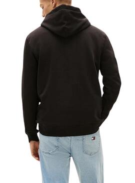 Felpa Tommy Jeans Linear Logo nera per uomo