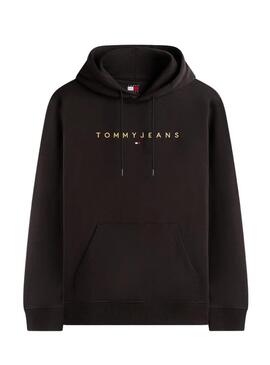 Felpa Tommy Jeans Linear Logo nera per uomo