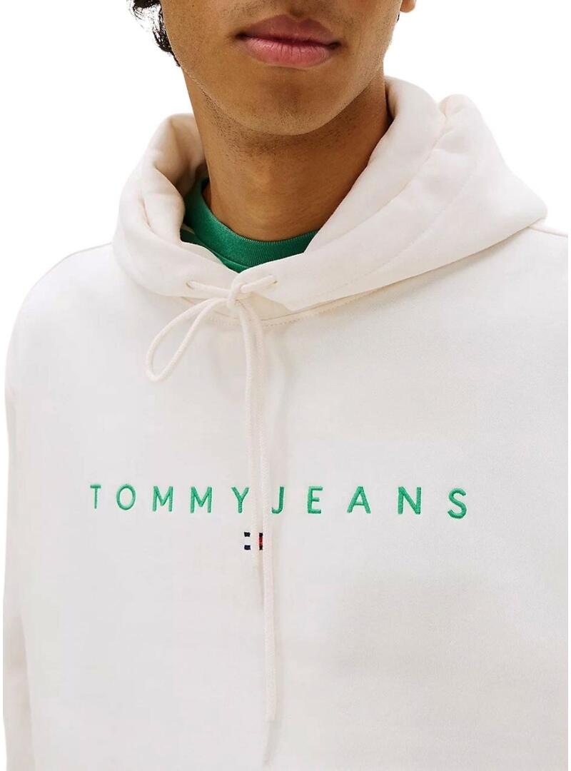 Felpa Tommy Jeans Linear Logo bianca per uomo
