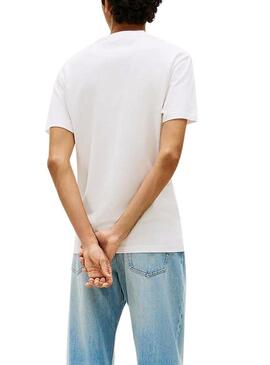 Maglietta Tommy Jeans Linear Logo bianca per uomo