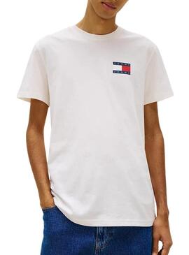 Maglietta Tommy Jeans Essential Flag bianca per uomo