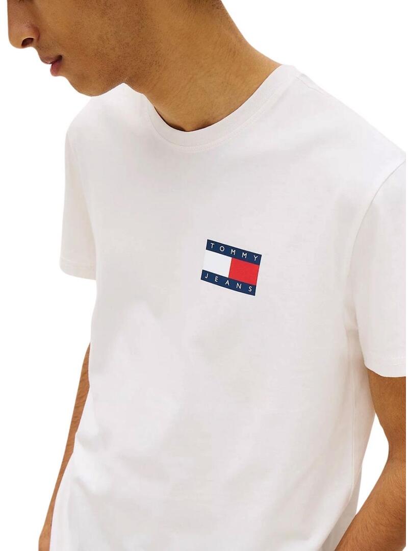 Maglietta Tommy Jeans Essential Flag bianca per uomo