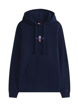 Felpa Tommy Jeans Backprint blu scuro per uomo