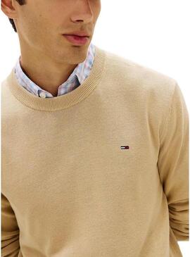Maglia Tommy Jeans beige chiaro per uomo