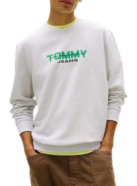 Felpa Tommy Jeans 90S Block grigia per uomo