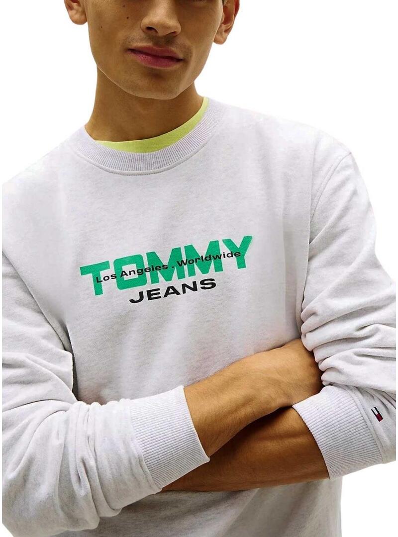 Felpa Tommy Jeans 90S Block grigia per uomo