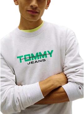 Felpa Tommy Jeans 90S Block grigia per uomo