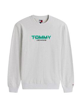 Felpa Tommy Jeans 90S Block grigia per uomo