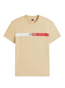 Maglietta Tommy Jeans Signature Stripe beige per donna