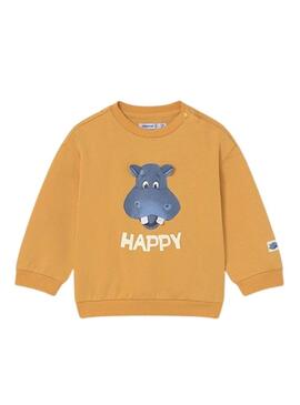 Felpa Mayoral Happy Hipo arancione per bambini
