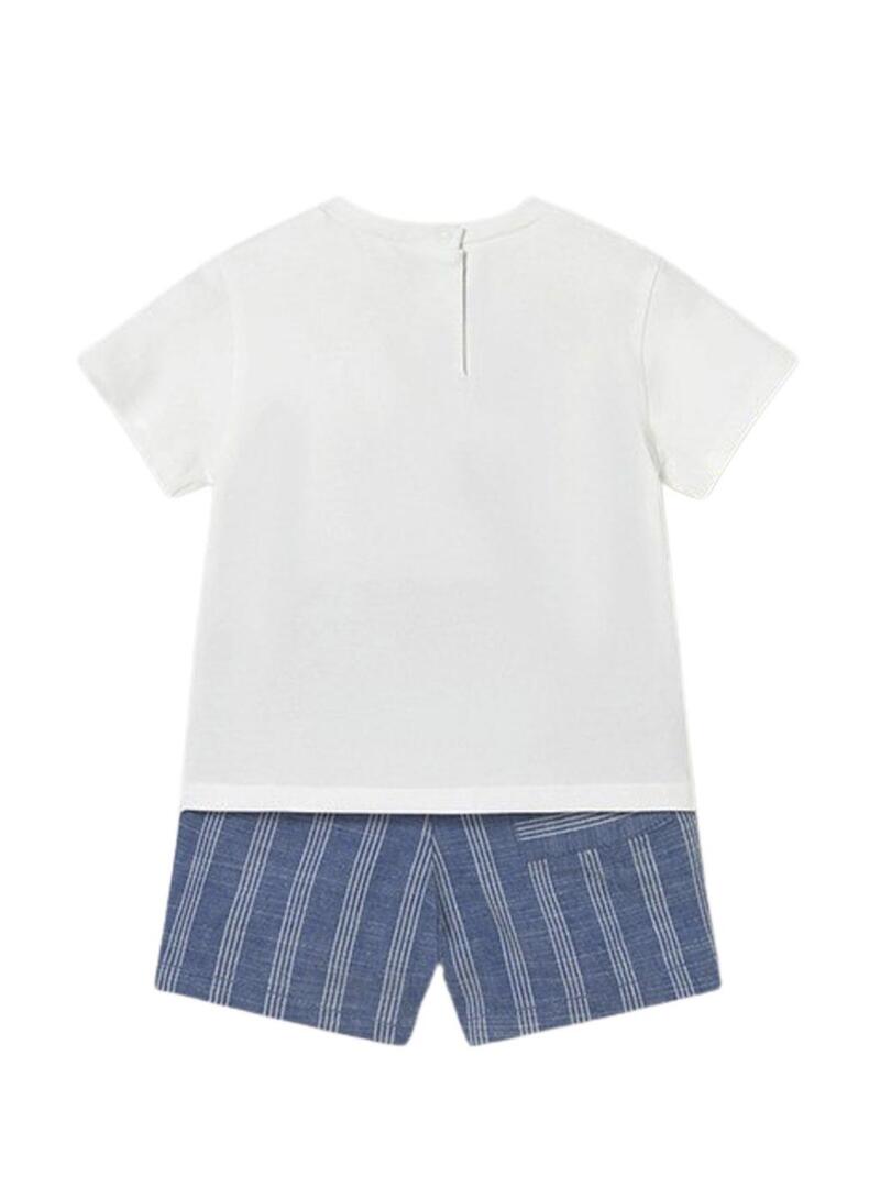 Set Mayoral per carrozzina bianco e blu per neonati