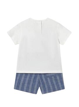 Set Mayoral per carrozzina bianco e blu per neonati