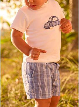 Set Mayoral per carrozzina bianco e blu per neonati