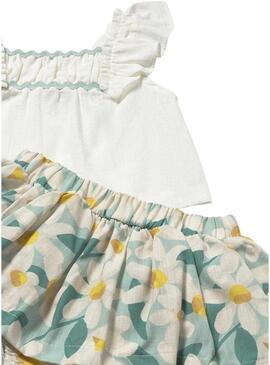 Set Mayoral blusa e gonna con fiori blu per bambini