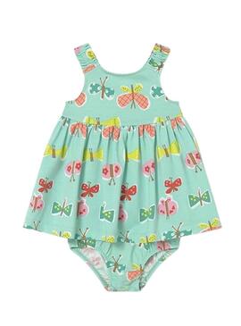 Vestito Mayoral farfalle blu turchese per bebè