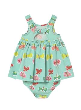 Vestito Mayoral farfalle blu turchese per bebè