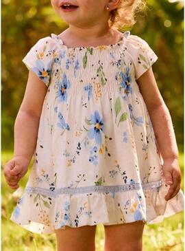 Abito Mayoral con fiori blu per bambina.