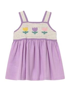 Abito Mayoral all'uncinetto lilla per neonati