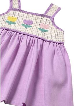 Abito Mayoral all'uncinetto lilla per neonati