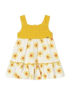 Abito Mayoral in pizzo giallo per bambina