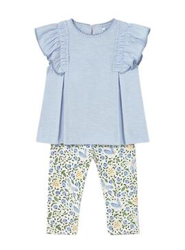 Abito Mayoral blu con fiori per neonato.