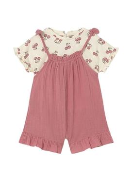 Set Mayoral pettorina e maglietta rosa per neonato