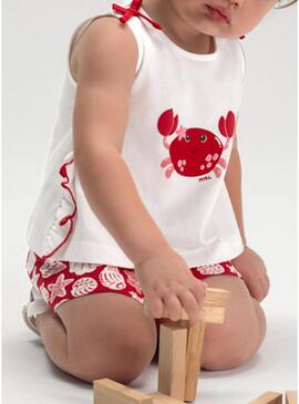 Set Mayoral rosso e bianco a pois per neonato