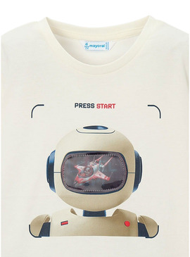 Maglietta Mayoral Robot beige per bambino.