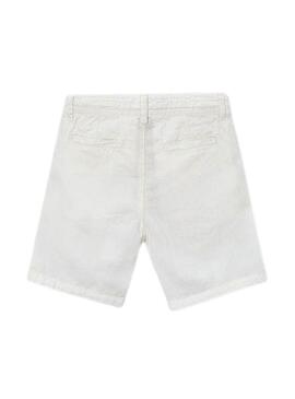 Bermuda Mayoral in lino bianco a vestibilità ampia per bambino
