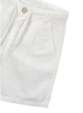 Bermuda Mayoral in lino bianco a vestibilità ampia per bambino