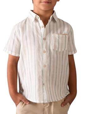 Pantaloni corti in lino color mocca.