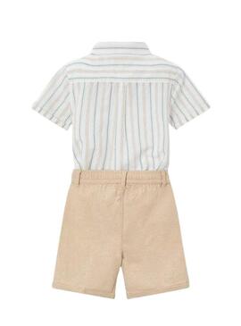 Pantaloni corti in lino color mocca.