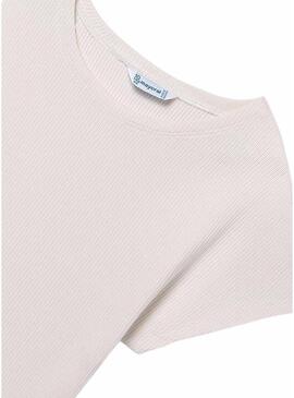 Maglietta a coste bianco avorio Mayoral per bambina