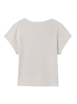 Maglietta a coste bianco avorio Mayoral per bambina