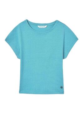 Maglietta a coste blu di Mayoral per ragazza.