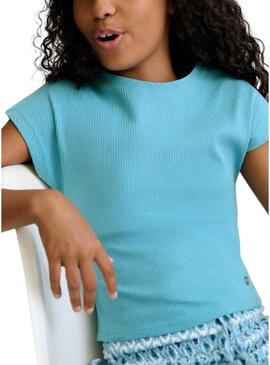 Maglietta a coste blu di Mayoral per ragazza.