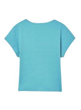 Maglietta a coste blu di Mayoral per ragazza.