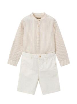 Set camicia e bermuda Mayoral in lino beige per bambino