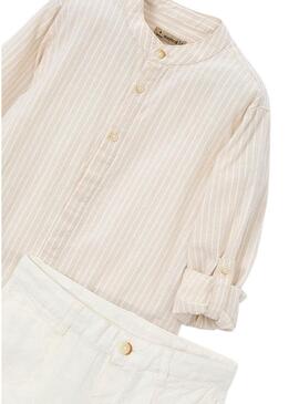 Set camicia e bermuda Mayoral in lino beige per bambino
