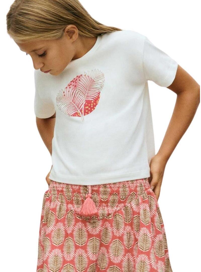 Maglietta Mayoral Palm bianca per bambina