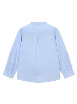 Camicia Mayoral da ragazzo in lino blu stile mao