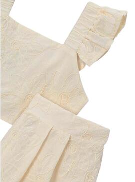 Set Mayoral di top e short beige per bambina